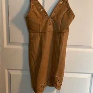 Cute faux suede party dress Tea and Cup sz S